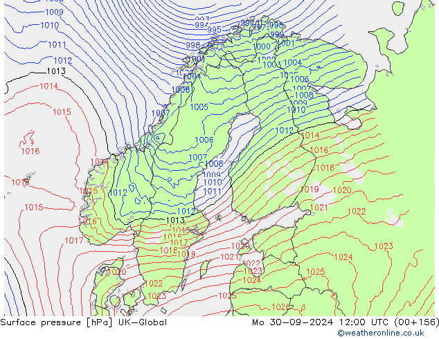 pressão do solo UK-Global Seg 30.09.2024 12 UTC