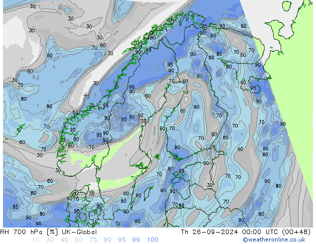 RH 700 hPa UK-Global Do 26.09.2024 00 UTC