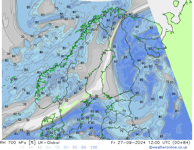 RH 700 hPa UK-Global Pá 27.09.2024 12 UTC