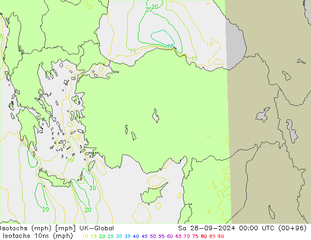 Isotachs (mph) UK-Global Sáb 28.09.2024 00 UTC