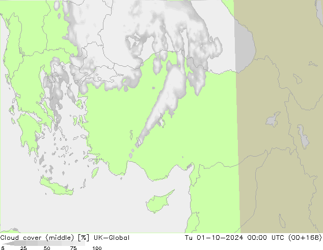 Cloud cover (middle) UK-Global Tu 01.10.2024 00 UTC