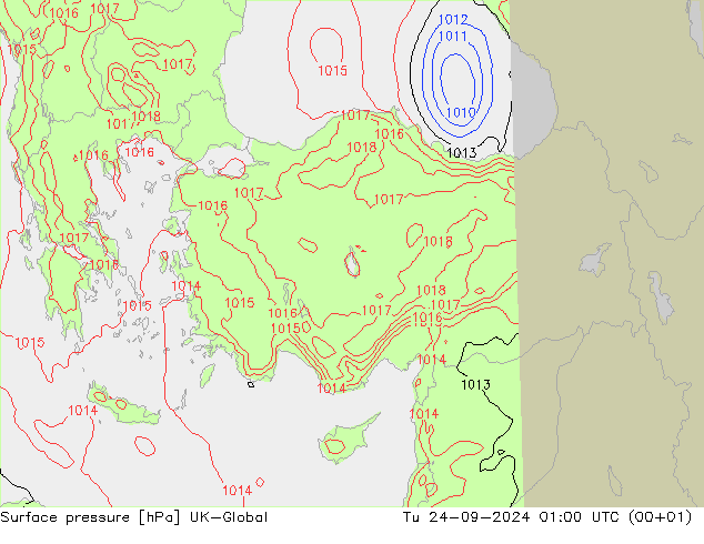 Atmosférický tlak UK-Global Út 24.09.2024 01 UTC