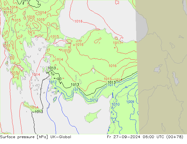 Atmosférický tlak UK-Global Pá 27.09.2024 06 UTC