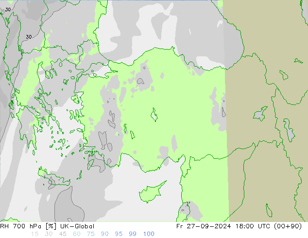 RH 700 hPa UK-Global pt. 27.09.2024 18 UTC