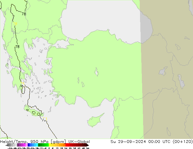 Height/Temp. 950 hPa UK-Global Ne 29.09.2024 00 UTC