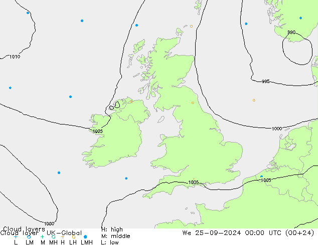 Cloud layer UK-Global We 25.09.2024 00 UTC