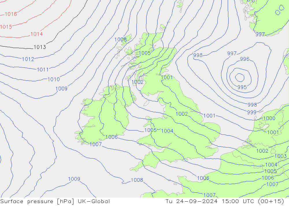 приземное давление UK-Global вт 24.09.2024 15 UTC