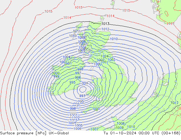 pressão do solo UK-Global Ter 01.10.2024 00 UTC