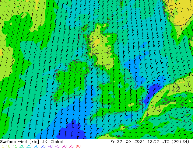 wiatr 10 m UK-Global pt. 27.09.2024 12 UTC