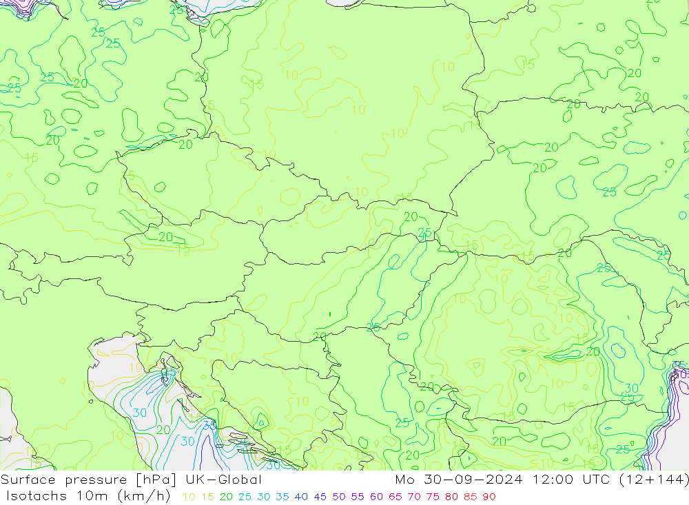 Isotachs (kph) UK-Global Seg 30.09.2024 12 UTC