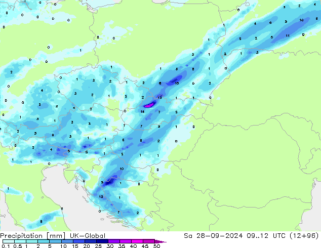 precipitação UK-Global Sáb 28.09.2024 12 UTC