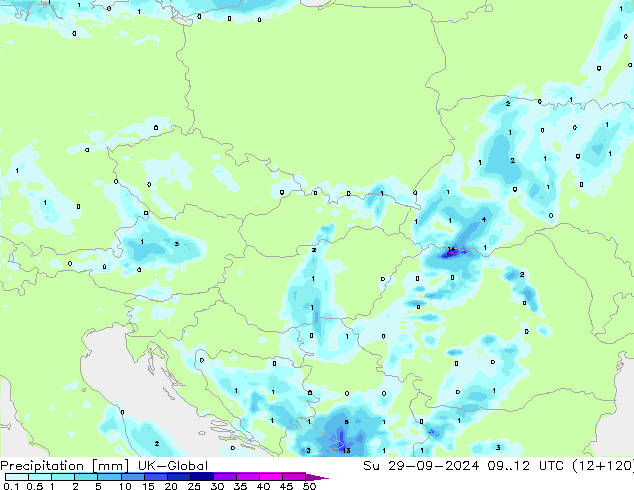 Precipitación UK-Global dom 29.09.2024 12 UTC