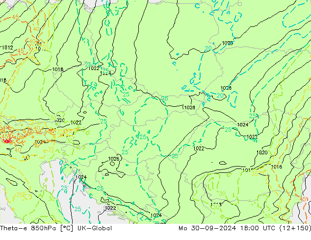 Theta-e 850hPa UK-Global Seg 30.09.2024 18 UTC