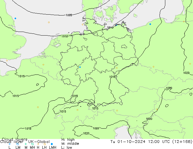 Wolkenlagen UK-Global di 01.10.2024 12 UTC