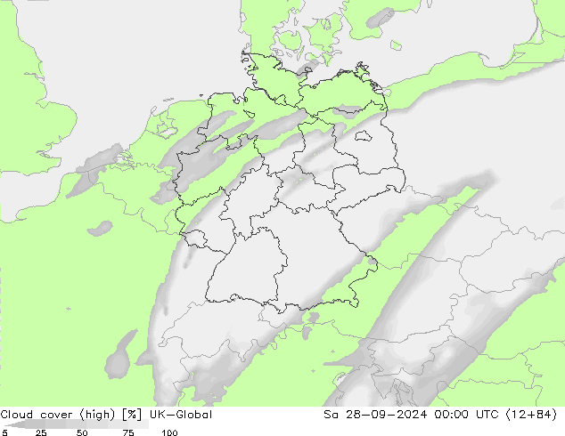 Cloud cover (high) UK-Global Sa 28.09.2024 00 UTC