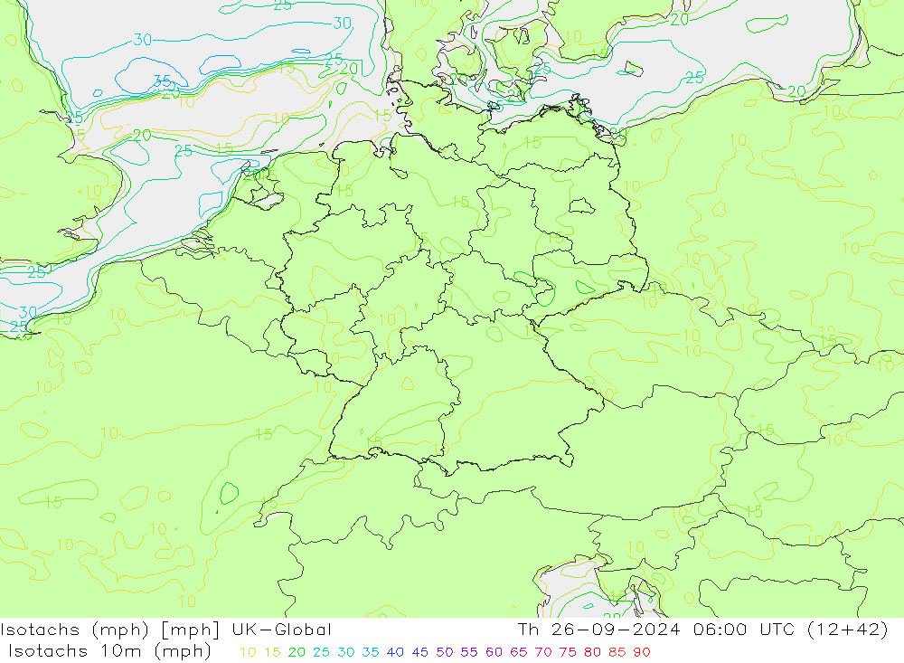 Isotachs (mph) UK-Global  26.09.2024 06 UTC