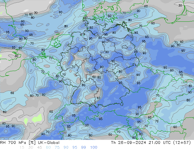 RH 700 hPa UK-Global Th 26.09.2024 21 UTC