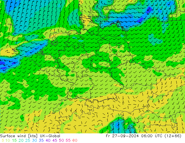 Surface wind UK-Global Fr 27.09.2024 06 UTC