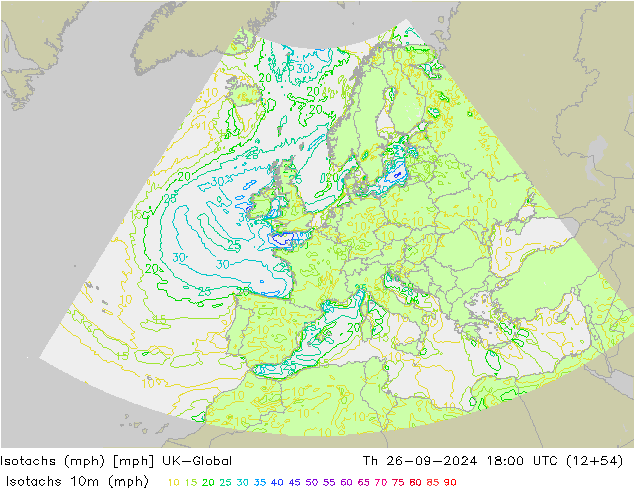 Isotachs (mph) UK-Global Qui 26.09.2024 18 UTC