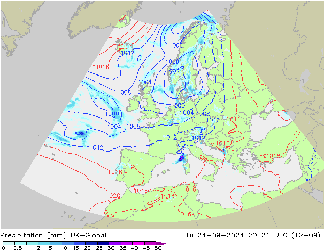 Precipitazione UK-Global mar 24.09.2024 21 UTC