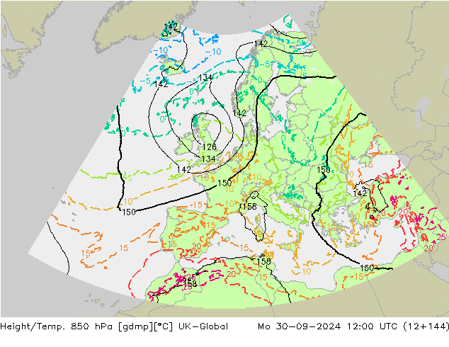 Height/Temp. 850 hPa UK-Global Seg 30.09.2024 12 UTC