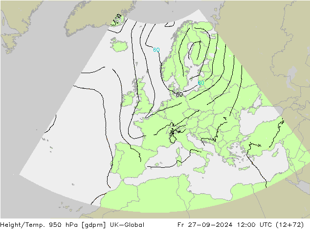 Height/Temp. 950 hPa UK-Global Sex 27.09.2024 12 UTC