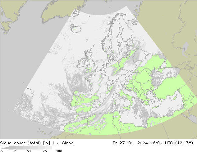 Nubes (total) UK-Global vie 27.09.2024 18 UTC