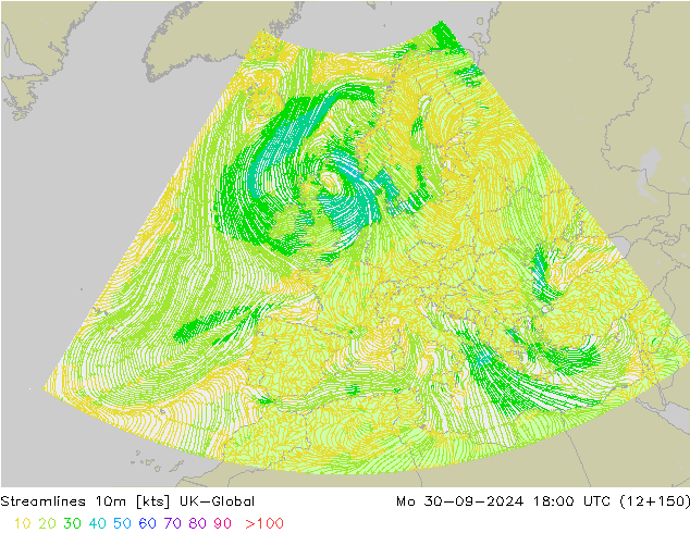 ветер 10m UK-Global пн 30.09.2024 18 UTC