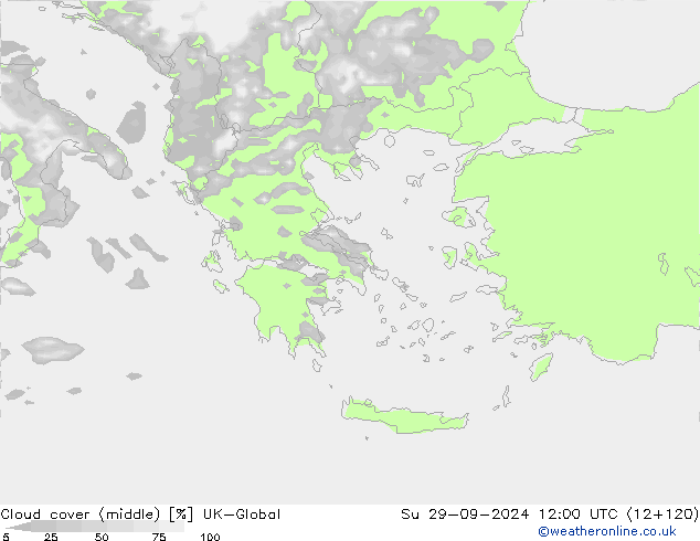 Nuages (moyen) UK-Global dim 29.09.2024 12 UTC