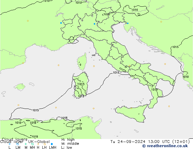 Wolkenlagen UK-Global di 24.09.2024 13 UTC