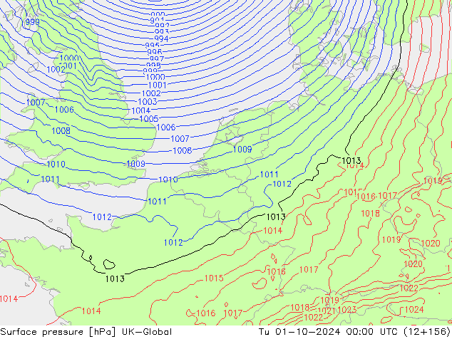 pression de l'air UK-Global mar 01.10.2024 00 UTC