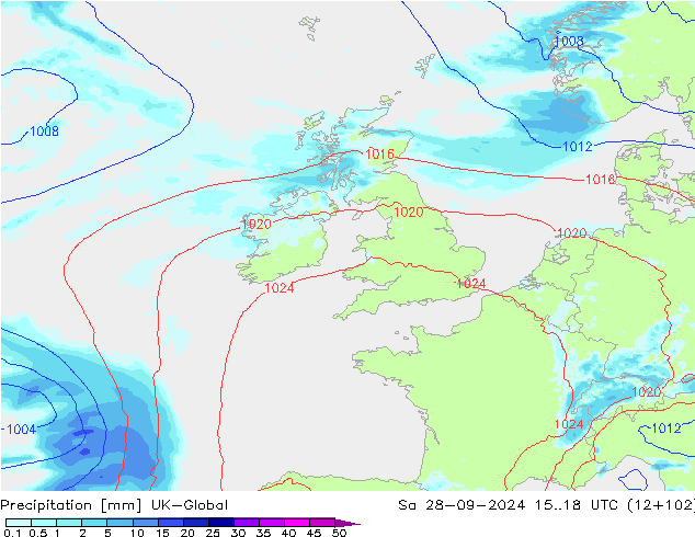 Precipitation UK-Global Sa 28.09.2024 18 UTC