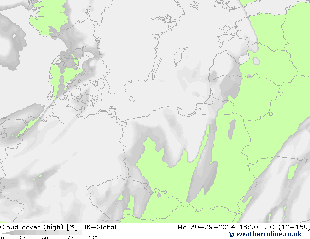 Cloud cover (high) UK-Global Mo 30.09.2024 18 UTC