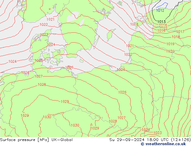 Presión superficial UK-Global dom 29.09.2024 18 UTC