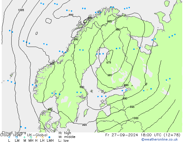 Cloud layer UK-Global ven 27.09.2024 18 UTC