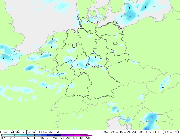 Precipitation UK-Global We 25.09.2024 06 UTC