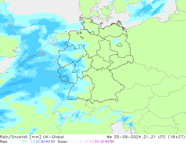 Rain/Snowfall UK-Global We 25.09.2024 21 UTC