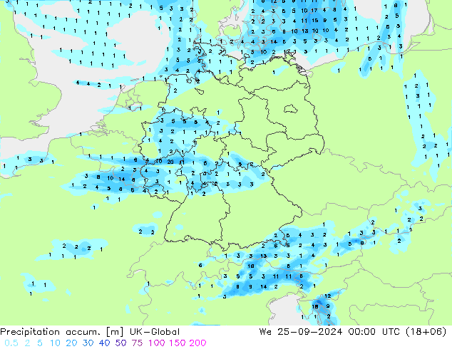 Precipitation accum. UK-Global We 25.09.2024 00 UTC