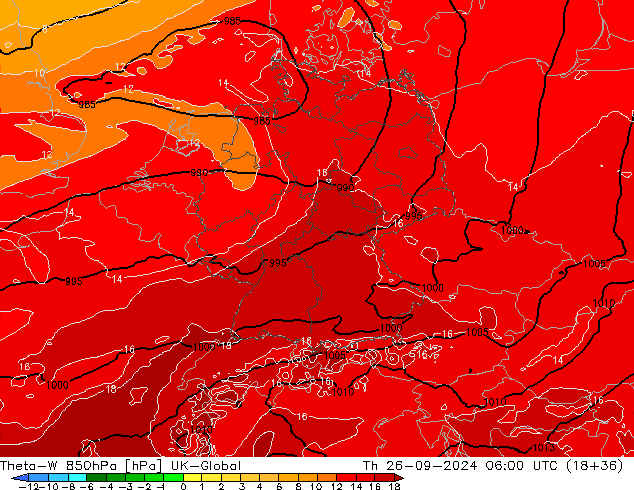 Theta-W 850hPa UK-Global Per 26.09.2024 06 UTC