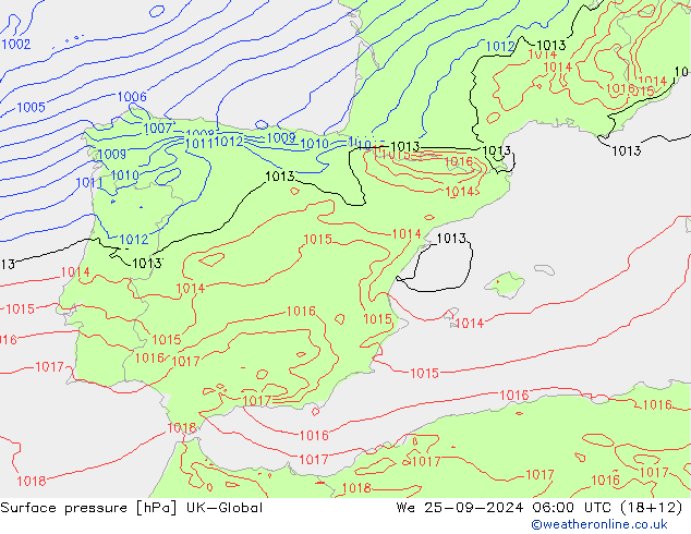 приземное давление UK-Global ср 25.09.2024 06 UTC