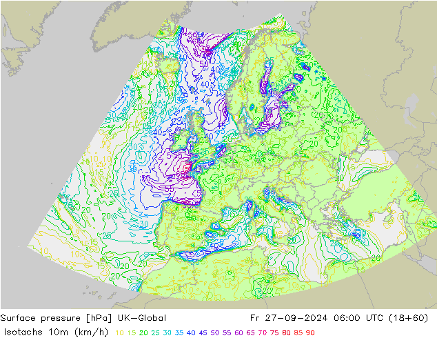 Isotaca (kph) UK-Global vie 27.09.2024 06 UTC