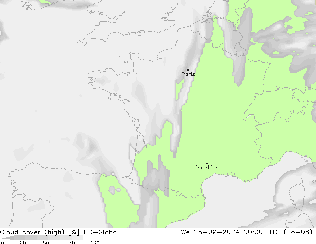 zachmurzenie (wysokie) UK-Global śro. 25.09.2024 00 UTC