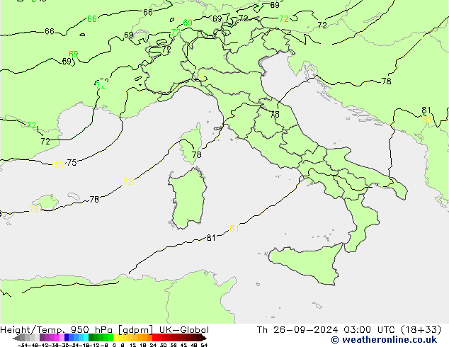 Height/Temp. 950 hPa UK-Global Do 26.09.2024 03 UTC