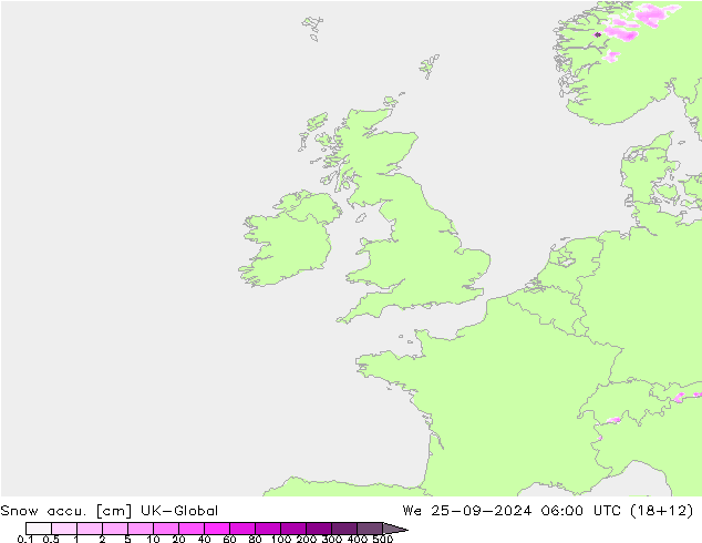 Snow accu. UK-Global mié 25.09.2024 06 UTC