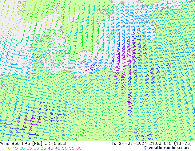 Vento 850 hPa UK-Global mar 24.09.2024 21 UTC