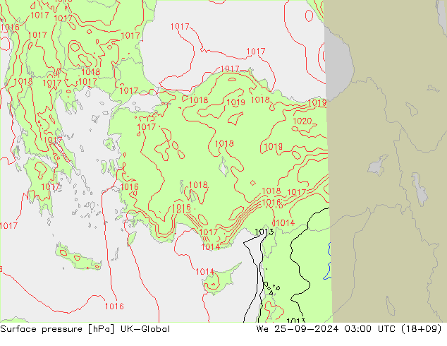 приземное давление UK-Global ср 25.09.2024 03 UTC