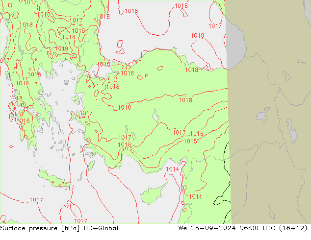 Surface pressure UK-Global We 25.09.2024 06 UTC