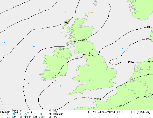 Cloud layer UK-Global  26.09.2024 06 UTC