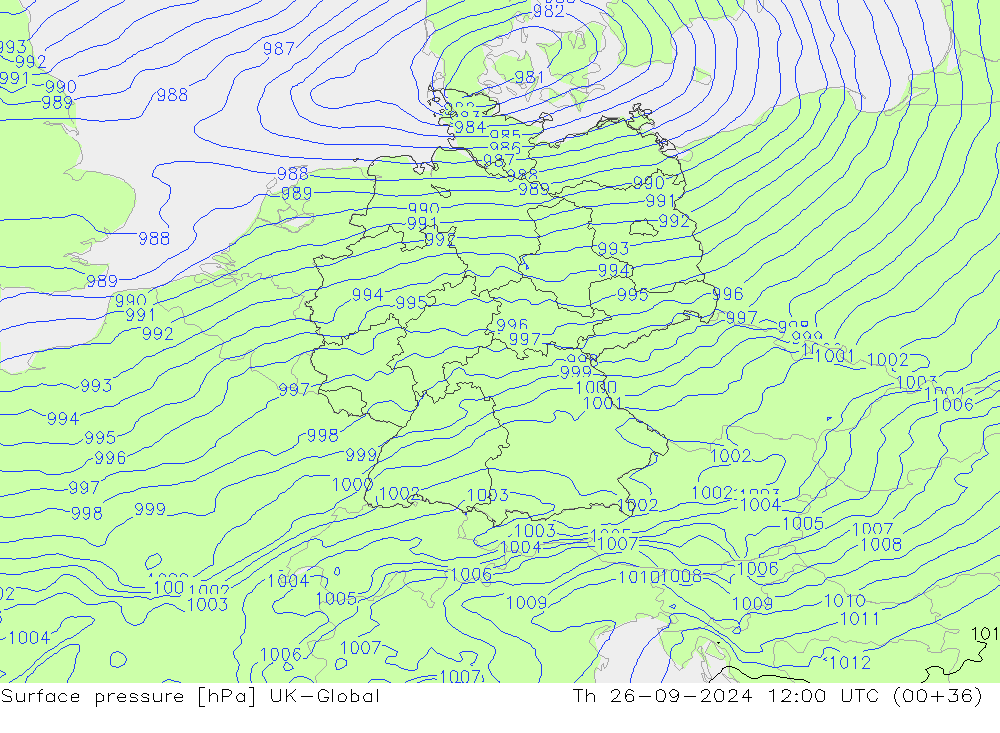 pression de l'air UK-Global jeu 26.09.2024 12 UTC