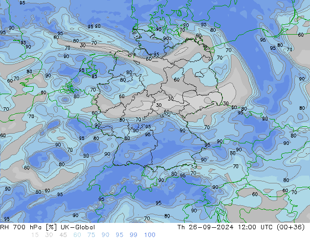 RH 700 hPa UK-Global Th 26.09.2024 12 UTC